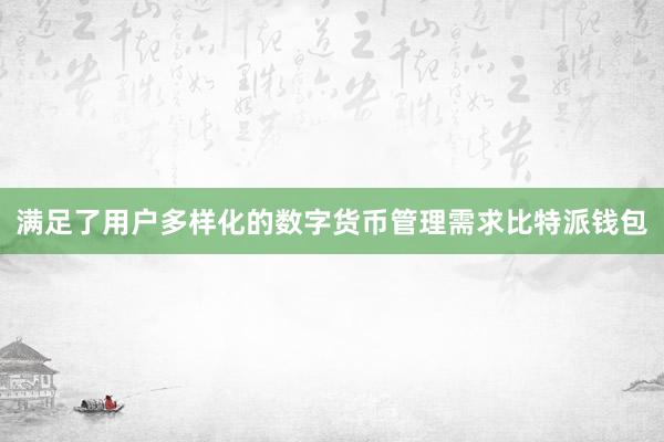 满足了用户多样化的数字货币管理需求比特派钱包