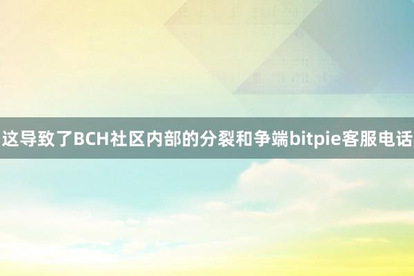 这导致了BCH社区内部的分裂和争端bitpie客服电话