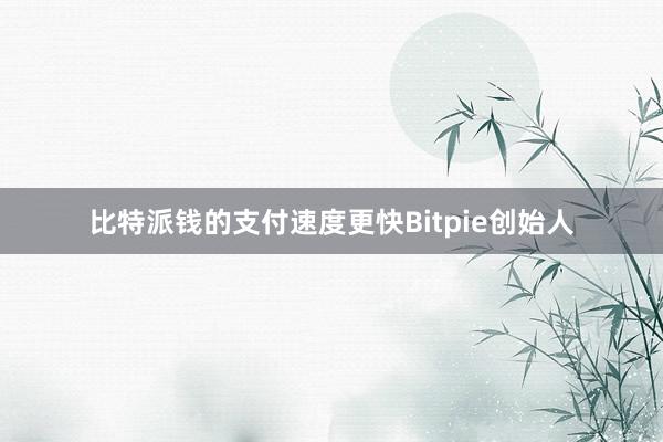 比特派钱的支付速度更快Bitpie创始人